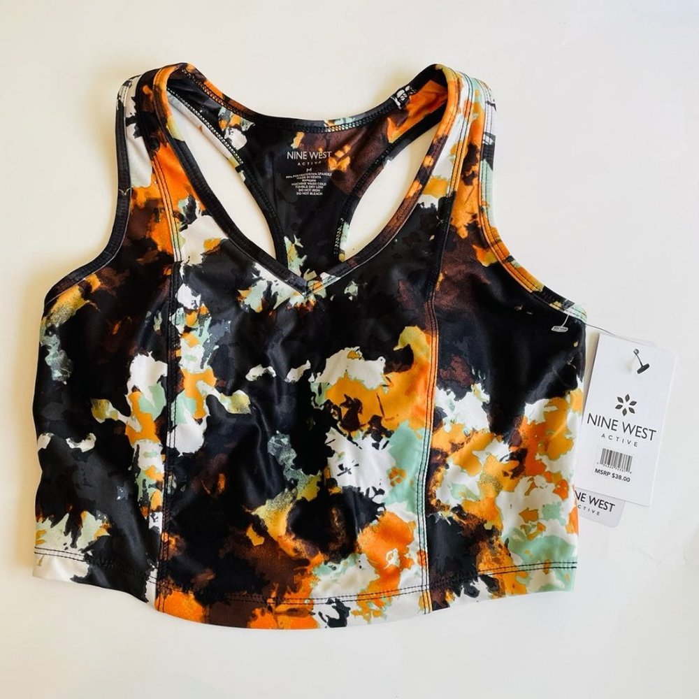 New Nine West active floral crop top size medium